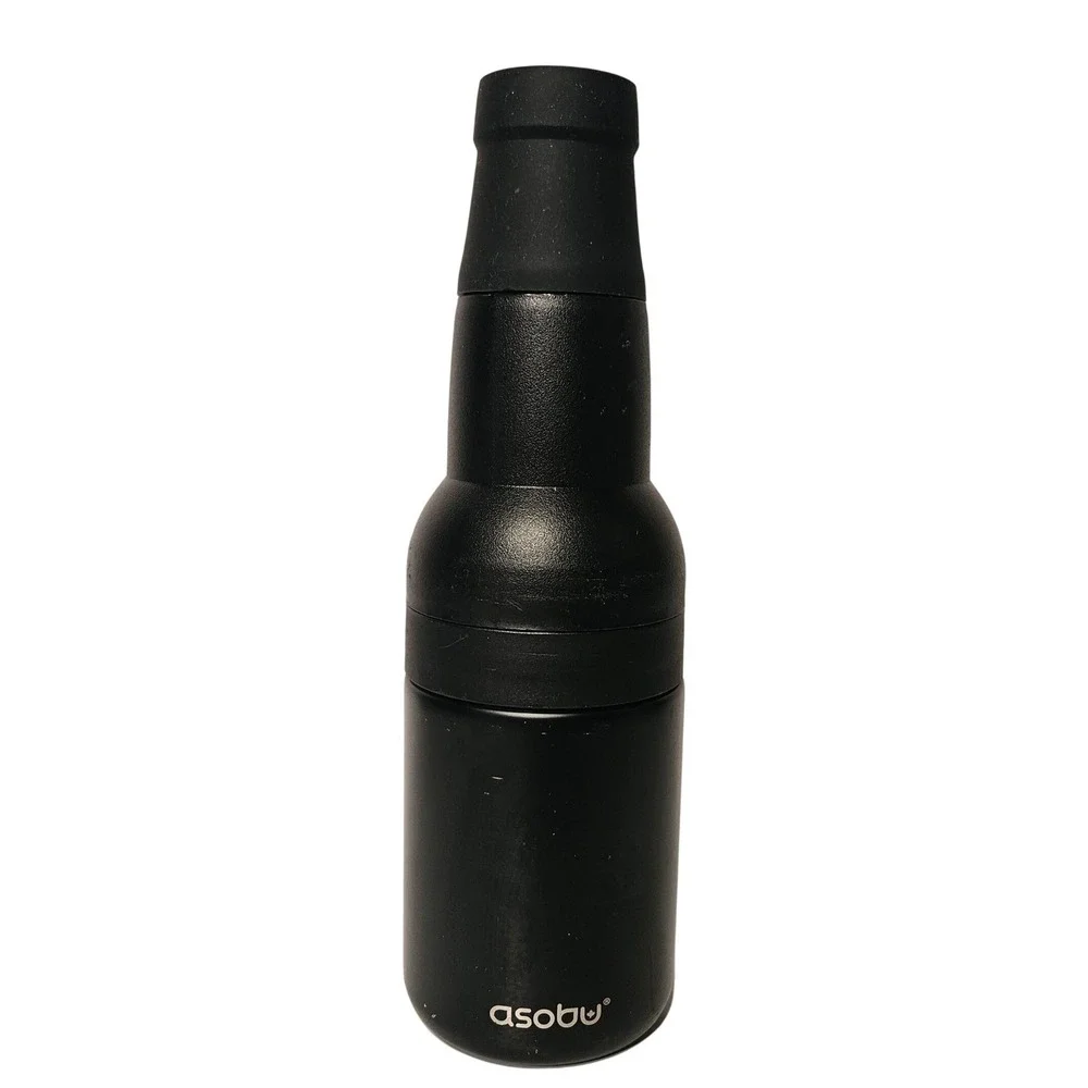Asobu Frosty Beer 2 Go Vacuum Insulated Bottle Cooler Black‎ 12oz Opener